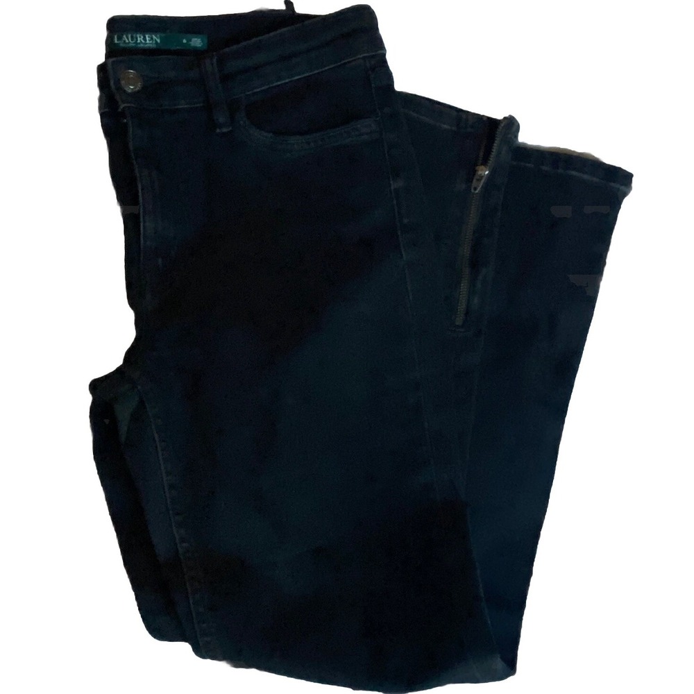 Ralph Lauren Women's Black Jeans Size 8 Zippered Ankle 32" Waist Nice!